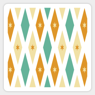 Turquoise Orange Cream Diamonds Retro Pattern Sticker